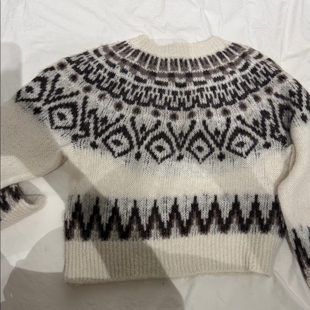 Madewell Cream and Brown Fair Isle Turtleneck Sweater - Picture 6 of 6